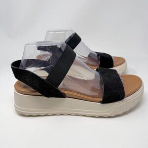 Zodiac Dani Ankle T-Strap Platform Sandal Black Sz 10 Preppy Minimalist